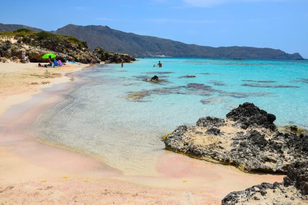 Pink sands along Elafonissi Beach Crete Greece