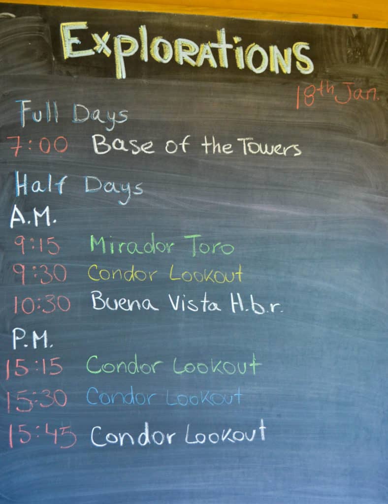 Explorations Board Hotel Salto Chico Patagonia Chile