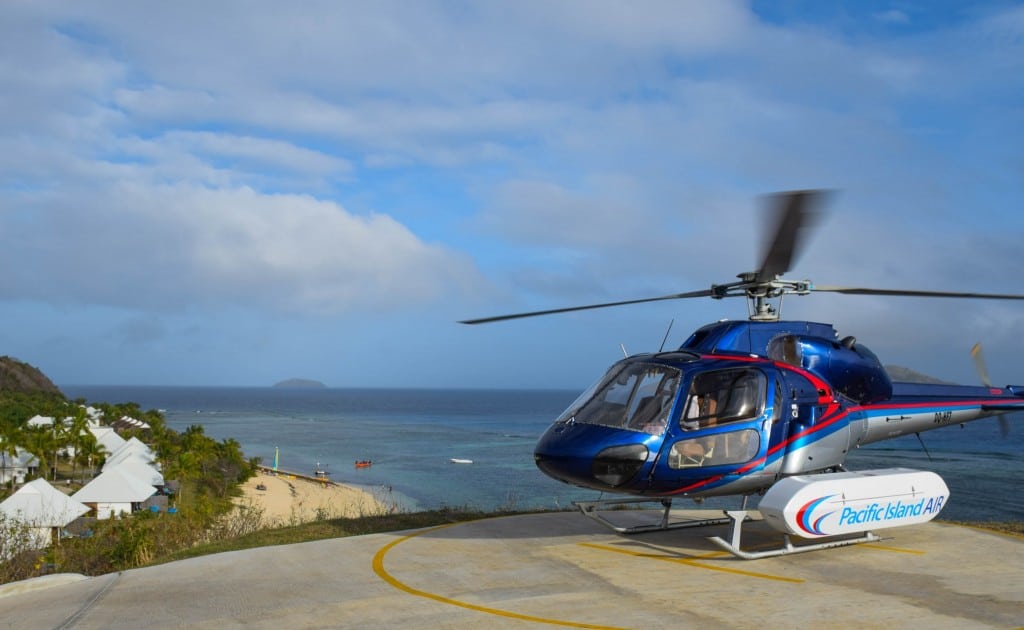 Helicopter Arrival Tokoriki Fiji