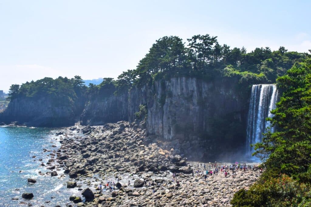 Jeongbang Waterfall Jeju Island South Korea