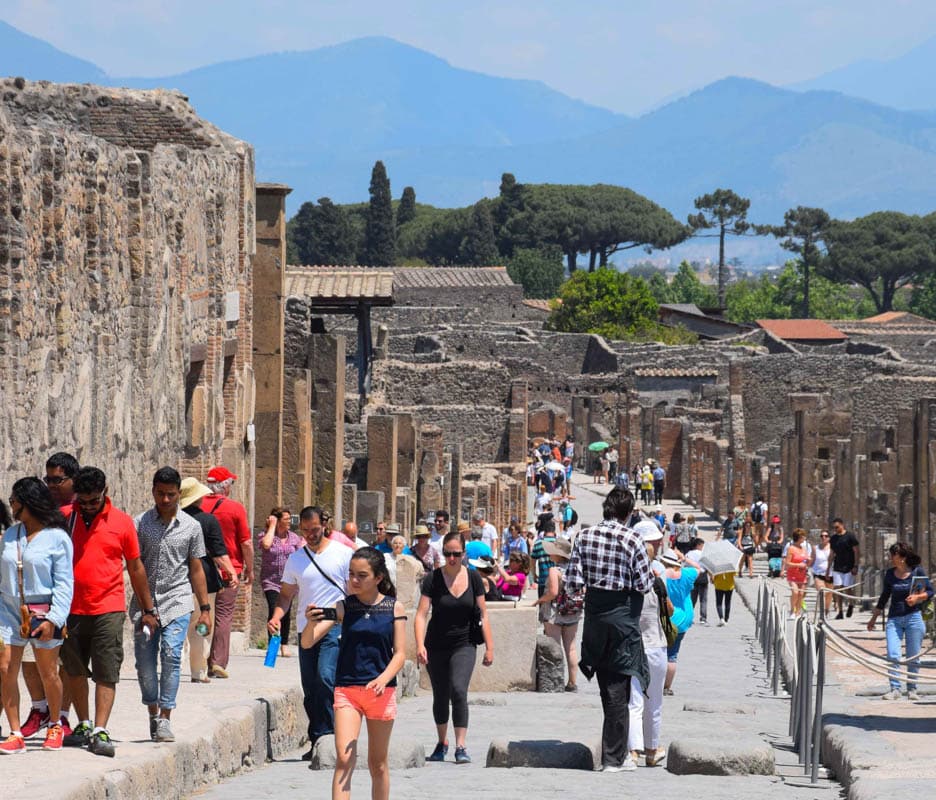 Tourists at Pompeii Italy