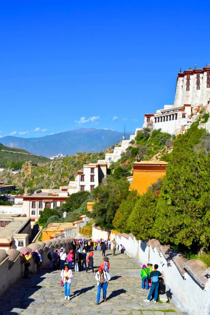 Stairs up to Potala Palace Lhasa Tibet