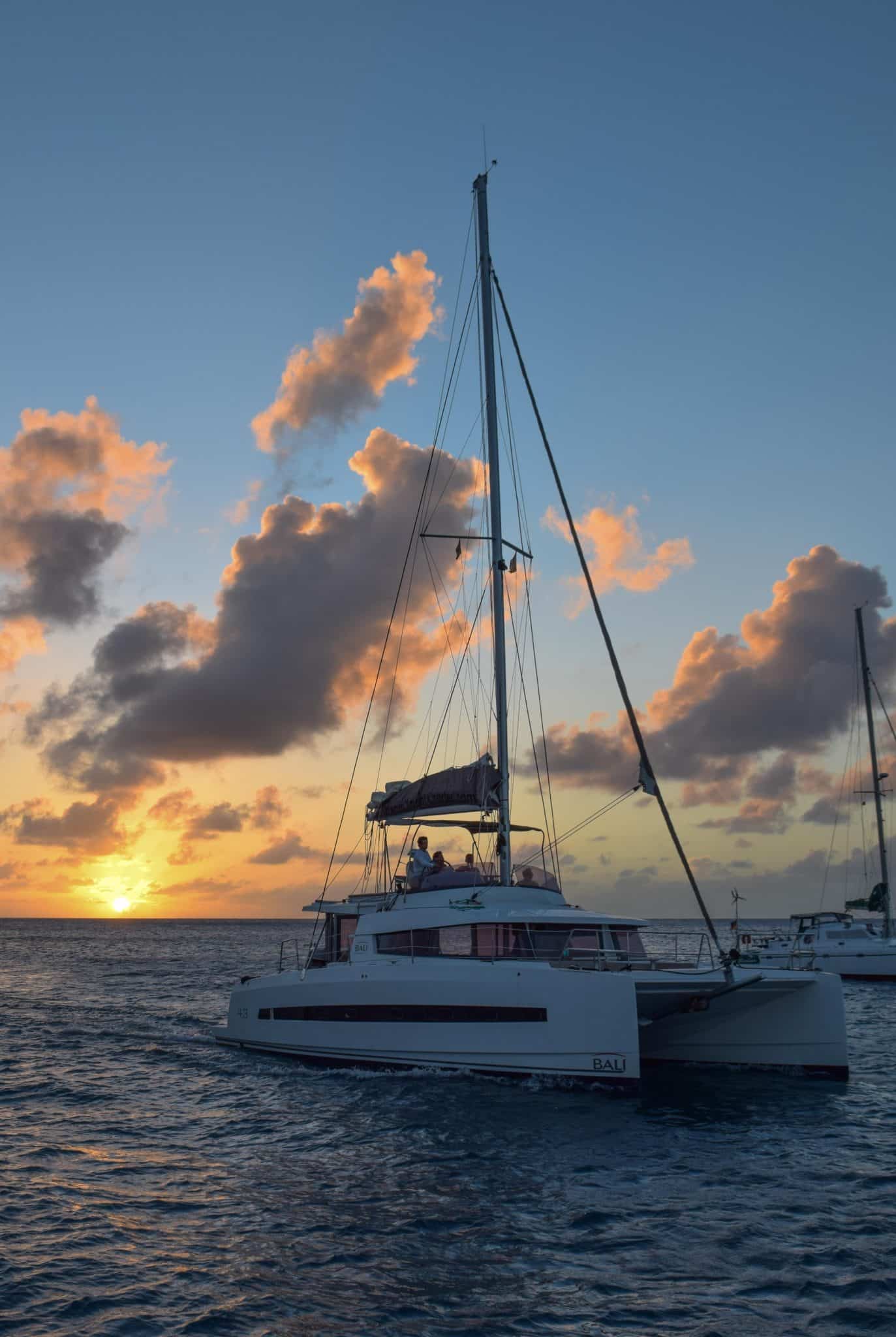 Learning How to Sail Catamaran Sunset Mayreau Grenadines