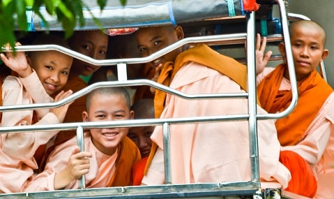 Novice nuns Yangon Myanmar